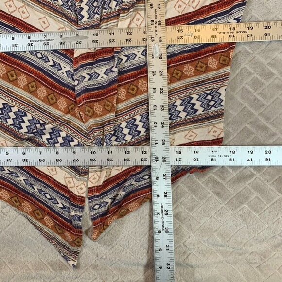 Womens Large Lightweight Cardigan Shirt Open Front Colorful Aztec Geometric - Picture 7 of 12